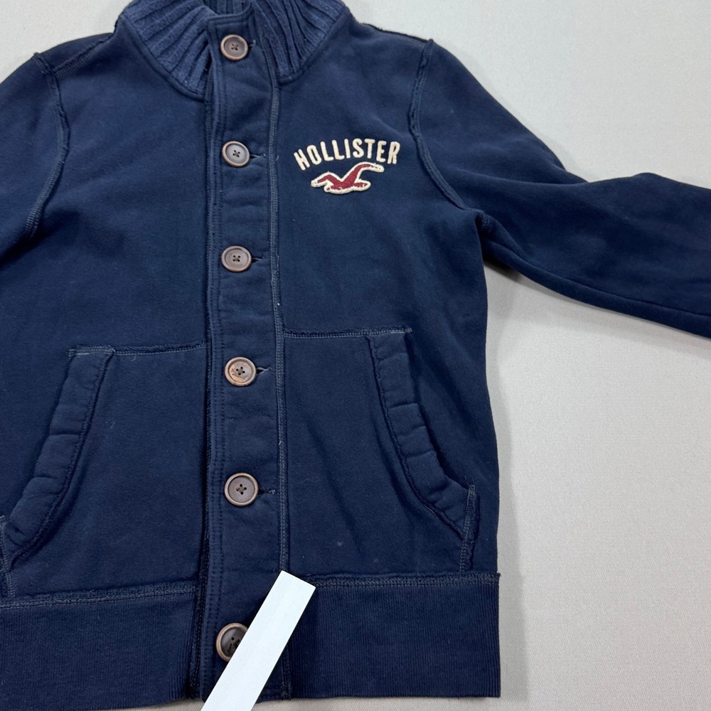 Y2K Hollister Sweater Women's Small Navy Blue Cardigan Mock Neck Button Down - Picture 6 of 6